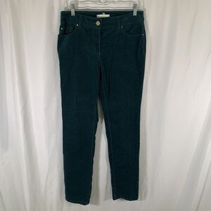 Chico's Corduroy Pants Women's 4 Green Soft Cotton Blend Pockets Mid Rise